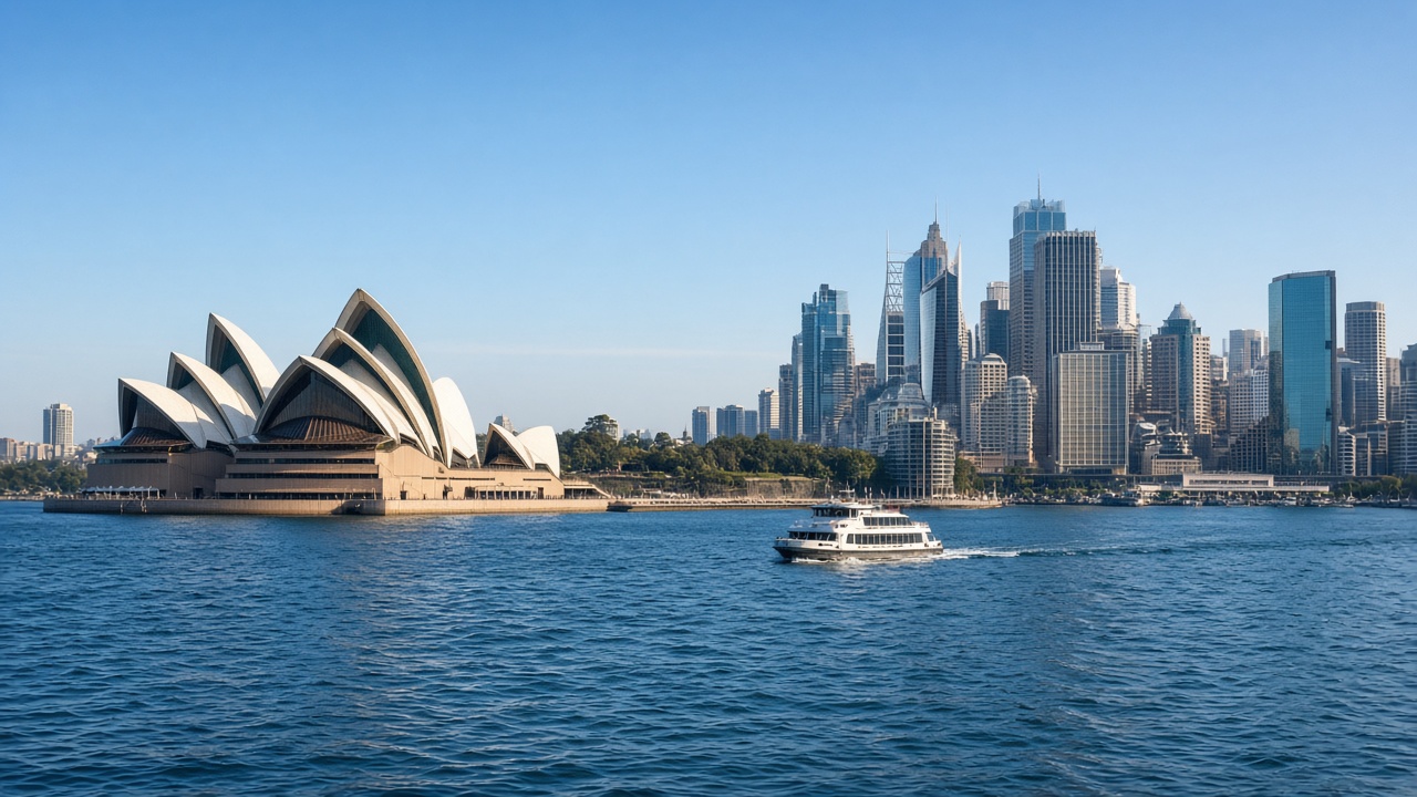 Sydney Harbour, with the Opera House and the city skyline